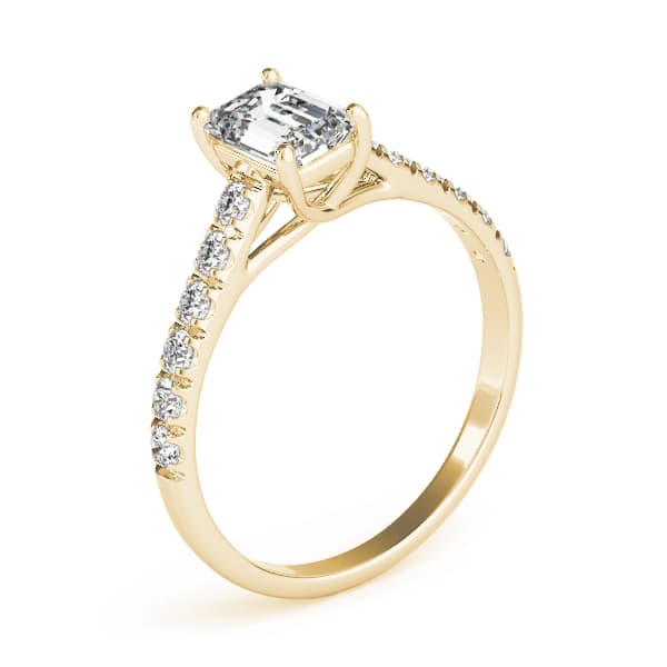 Single Row Trellis Prong Set Engagement Ring, style 83438, Top view in yellow gold