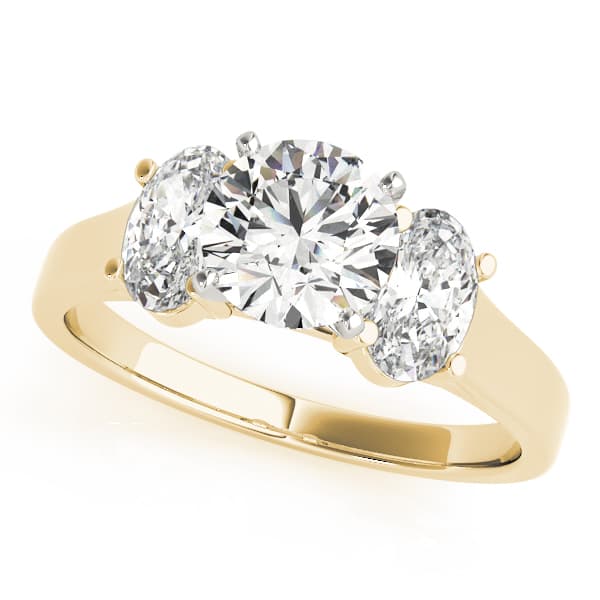 3-Stone Oval Trellis Engagement Ring, style 83439, Front view in yellow gold