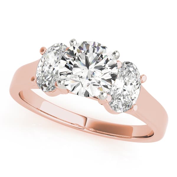 3-Stone Oval Trellis Engagement Ring, style 83439, Front view in rose gold
