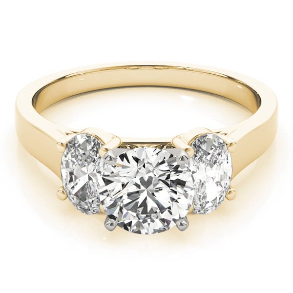 3-Stone Oval Trellis Engagement Ring, style 83439, On hand view in yellow gold