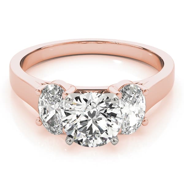 3-Stone Oval Trellis Engagement Ring, style 83439, On hand view in rose gold