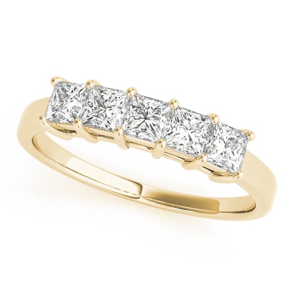 Fancy Shape Princess Wedding Band (2.05 ct. tw.), Front view in yellow gold