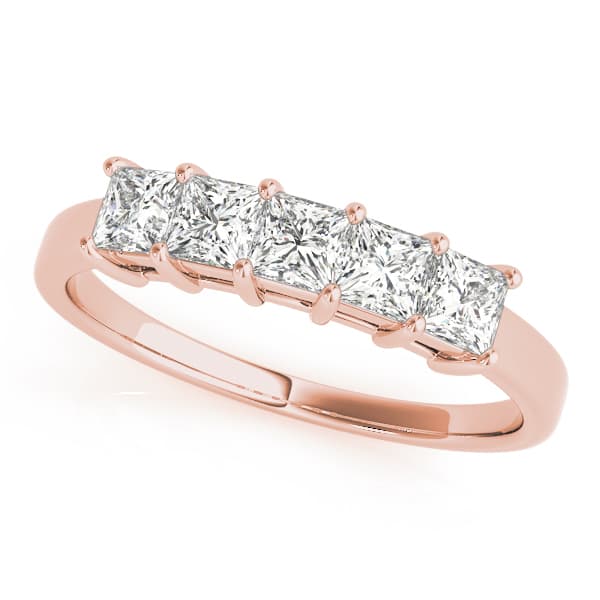 Fancy Shape Princess Wedding Band (0.8 ct. tw.), Front view in rose gold