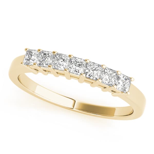 Single Row Fancy Shape Princess Cut Wedding Ring (1/3 ct. tw.), Front view in yellow gold