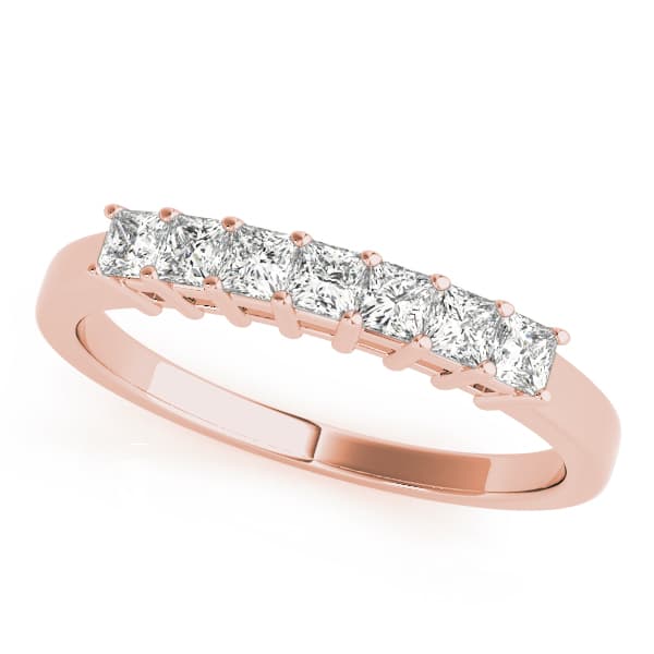 Single Row Fancy Shape Princess Cut Wedding Ring (7/8 ct. tw.), Front view in rose gold