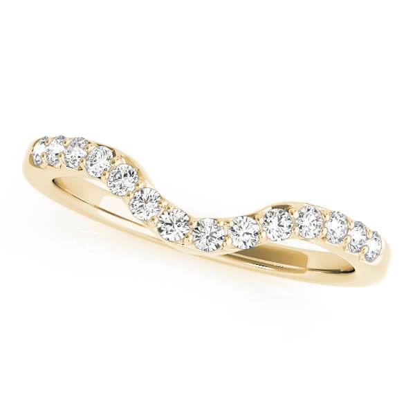Single Row Curved Wedding Bands (1/4 ct. tw.), Front view in yellow gold