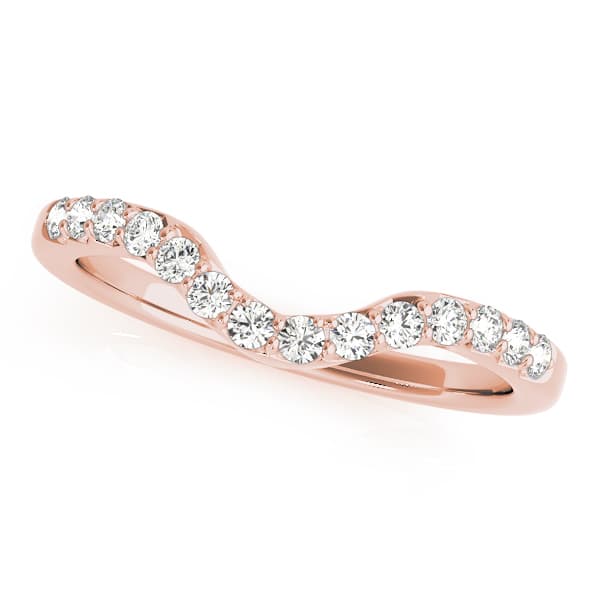 Single Row Curved Wedding Bands (1/8 ct. tw.), Front view in rose gold