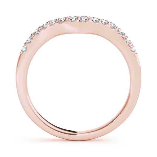 Single Row Curved Wedding Bands (1/8 ct. tw.), Side view in rose gold