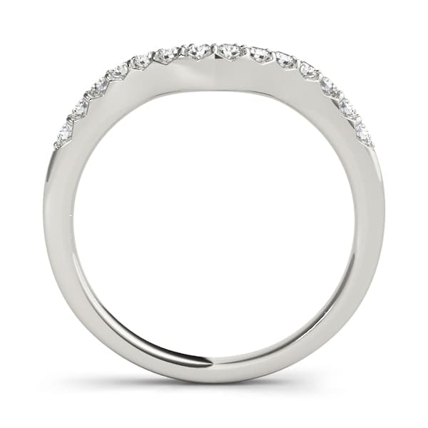 Single Row Curved Wedding Bands (0.16 ct. tw.), Side view in white gold or platinum