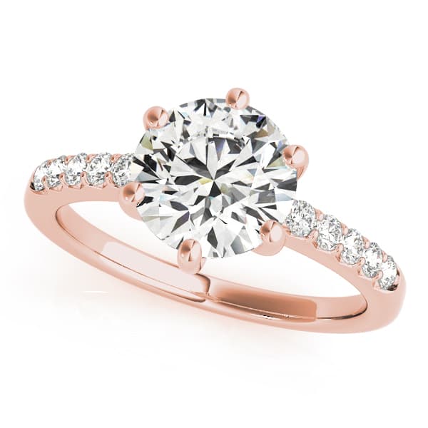 Single Row Prong Engagement Ring, style 83442, Front view in rose gold