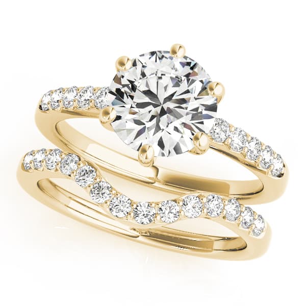 Single Row Prong Engagement Ring, style 83442, On hand view in yellow gold