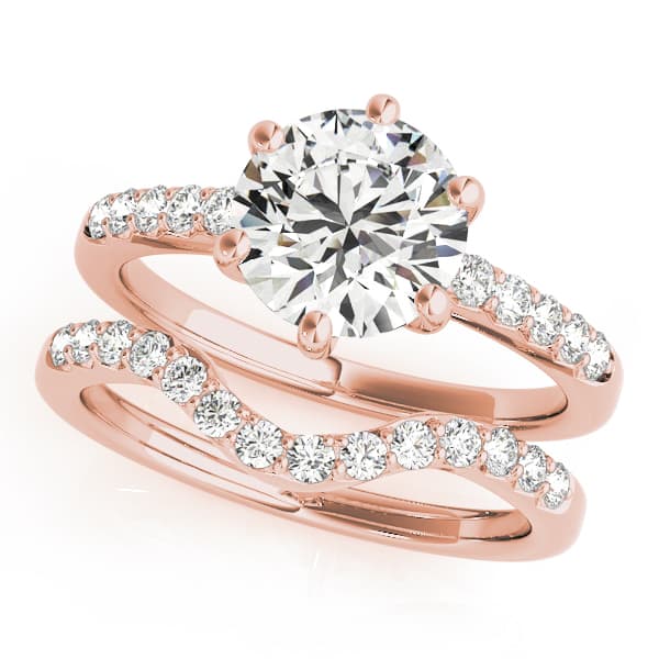 Single Row Prong Engagement Ring, style 83442, On hand view in rose gold