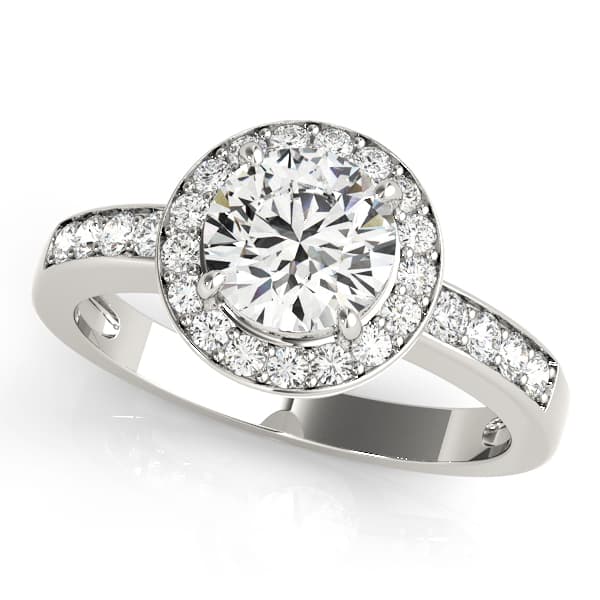 Single Row Halo Bezel Set Engagement Ring — style 83443 in 10k White Gold