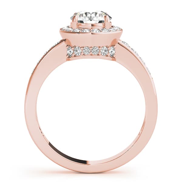 Single Row Halo Bezel Set Engagement Ring, style 83443, Side view in rose gold