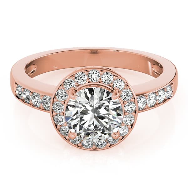 Single Row Halo Bezel Set Engagement Ring, style 83443, Top view in rose gold
