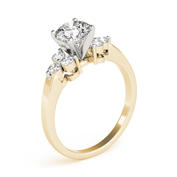 Cluster Sides Engagement Ring, style 83454, Top view in yellow gold