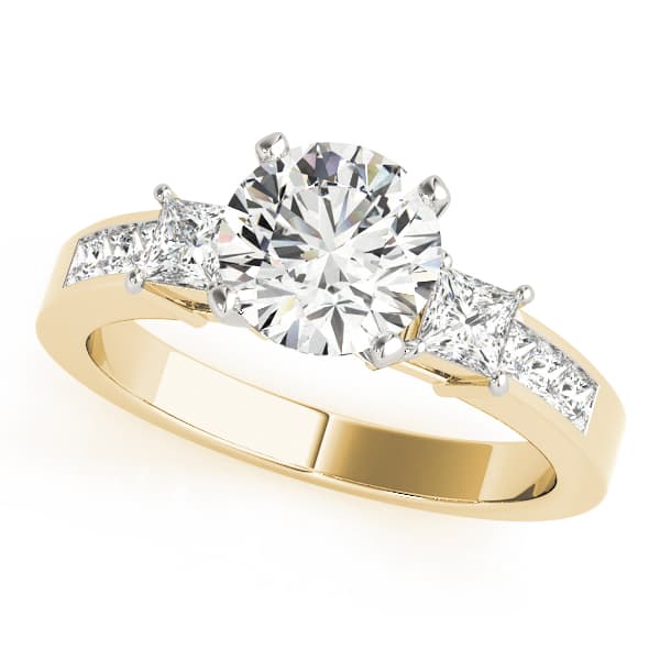 3-Stone Channel Set Engagement Ring, style 83464, Front view in yellow gold