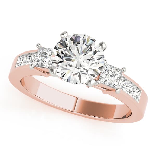 3-Stone Channel Set Engagement Ring, style 83464, Front view in rose gold