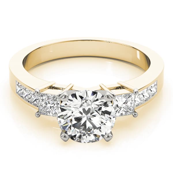 3-Stone Channel Set Engagement Ring, style 83464, On hand view in yellow gold