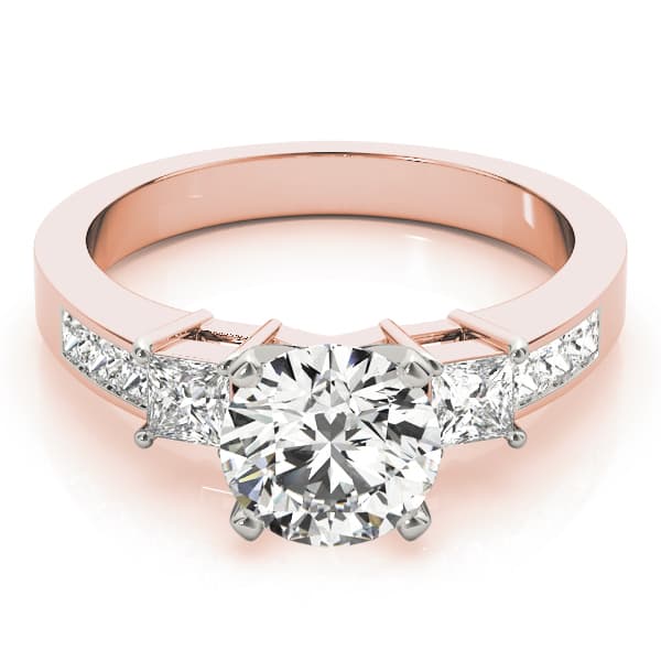 3-Stone Channel Set Engagement Ring, style 83464, On hand view in rose gold