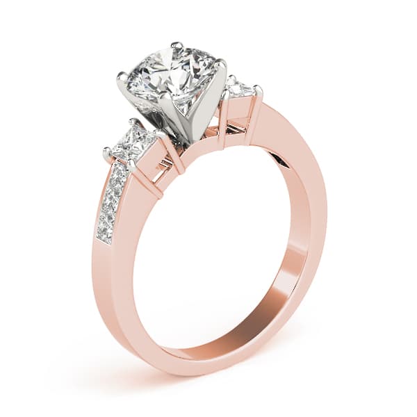 3-Stone Channel Set Engagement Ring, style 83464, Top view in rose gold