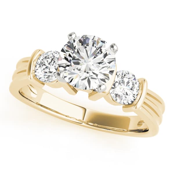 3-Stone Round Engagement Ring, style 83467, Front view in yellow gold