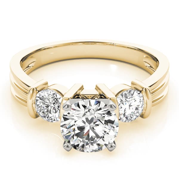 3-Stone Round Engagement Ring, style 83467, On hand view in yellow gold