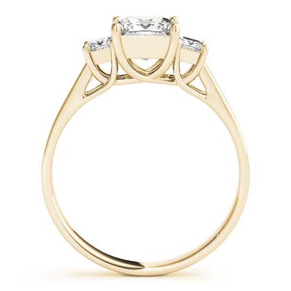 3 Stone Princess Engagement Ring, style 83476, Side view in yellow gold