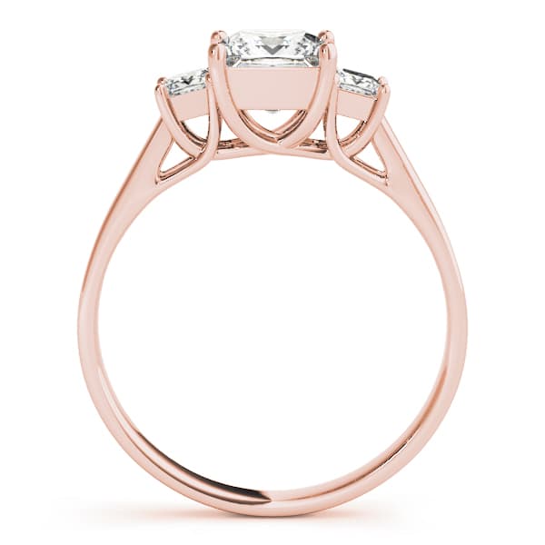 3 Stone Princess Engagement Ring, style 83476, Side view in rose gold