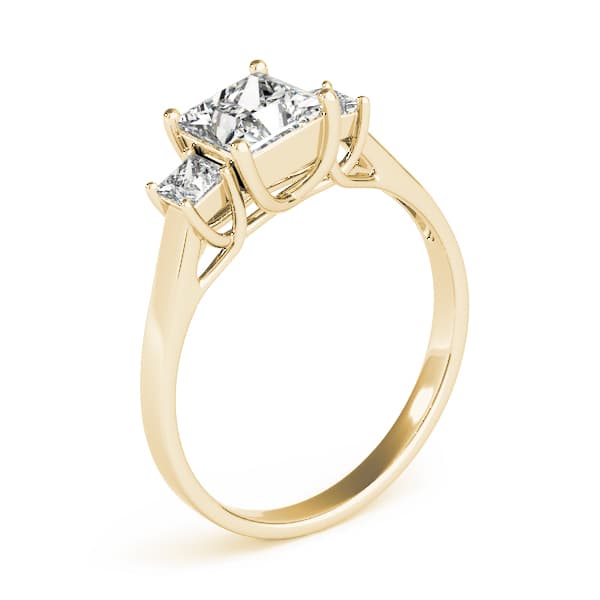 3 Stone Princess Engagement Ring, style 83476, Top view in yellow gold