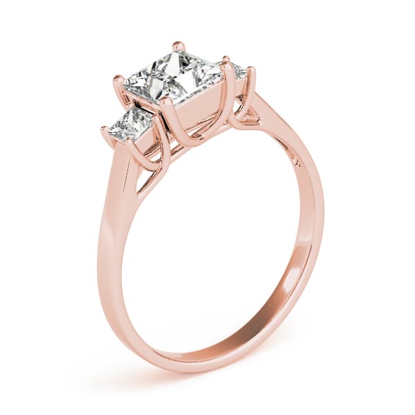 3 Stone Princess Engagement Ring, style 83476, Top view in rose gold