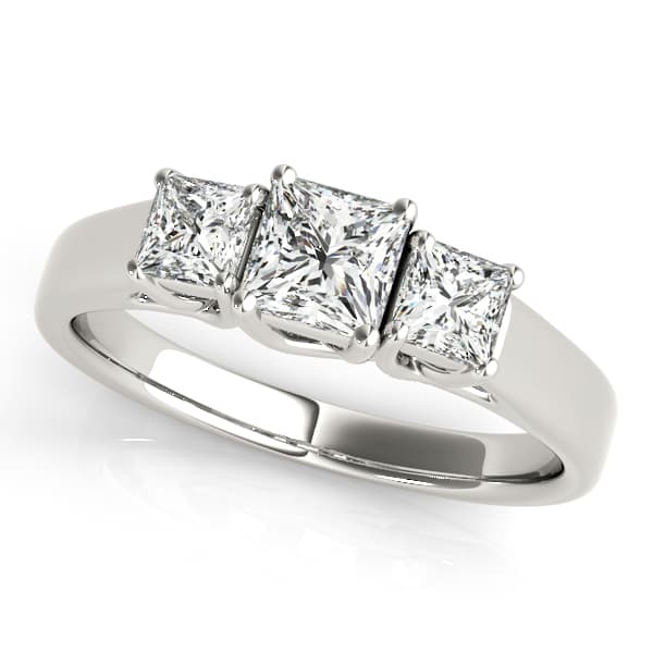 3-Stone Princess Cut Trellis Engagement Ring — style 83477 in 10k White Gold