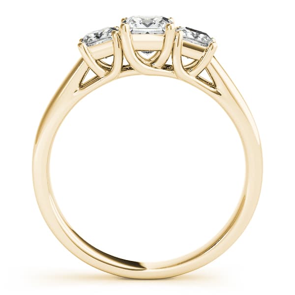 3-Stone Princess Cut Trellis Engagement Ring, style 83477, Side view in yellow gold