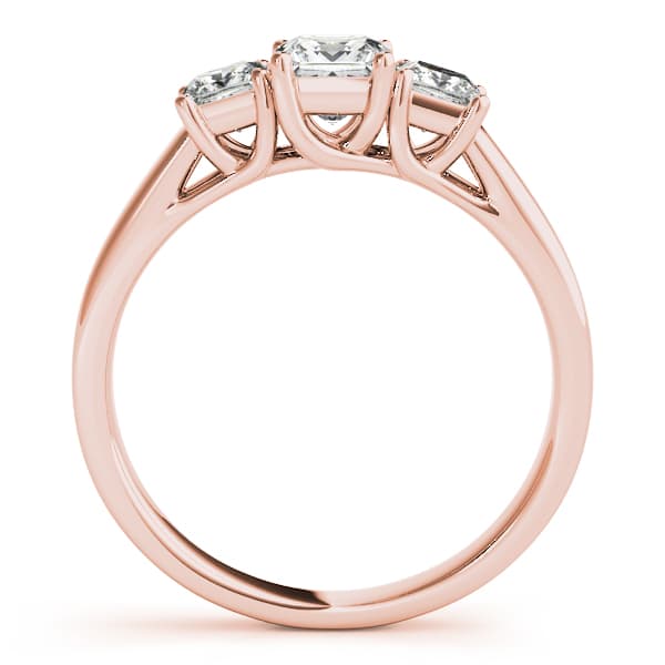 3-Stone Princess Cut Trellis Engagement Ring, style 83477, Side view in rose gold