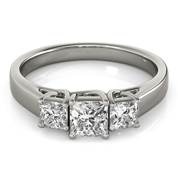 3-Stone Princess Cut Trellis Engagement Ring, style 83477, Top view in white gold or platinum