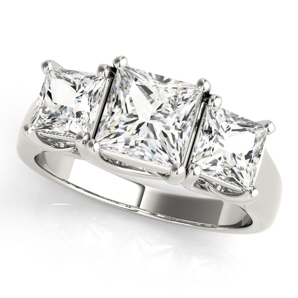 3-Stone Princess Cut Trellis Engagement Ring — style 83478 in 10k White Gold