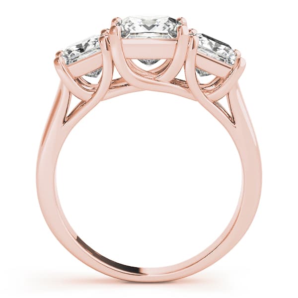 3-Stone Princess Cut Trellis Engagement Ring, style 83478, Side view in rose gold