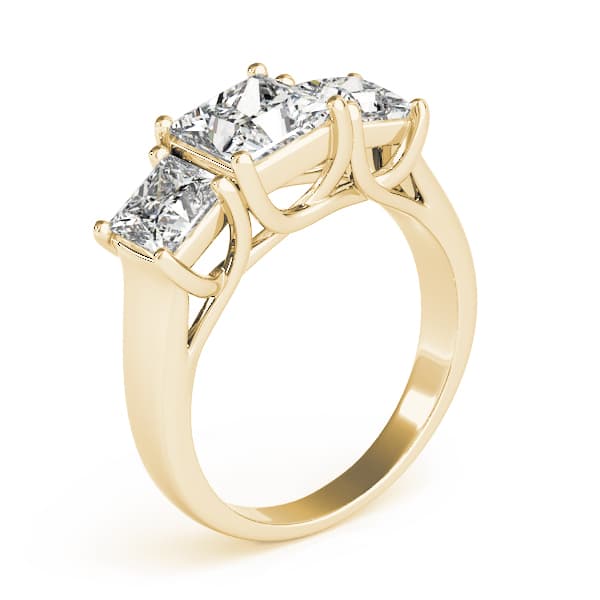 3-Stone Princess Cut Trellis Engagement Ring, style 83478, Top view in yellow gold