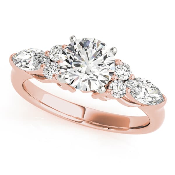 Fancy Shape Marquise Engagement Ring, style 83488, Front view in rose gold