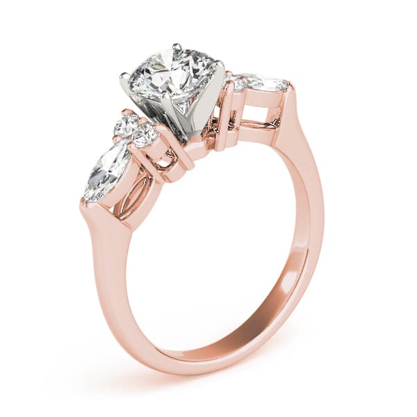 Fancy Shape Marquise Engagement Ring, style 83488, Top view in rose gold