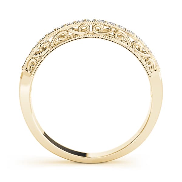 Vintage-Inspired Milgrain Wedding Band (0.17 ct. tw.), Side view in yellow gold