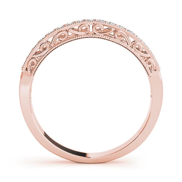 Vintage-Inspired Milgrain Wedding Band (0.17 ct. tw.), Side view in rose gold