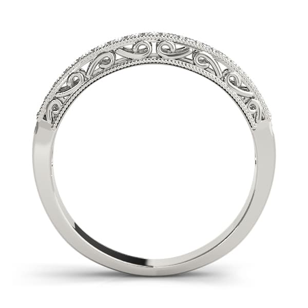 Vintage-Inspired Milgrain Wedding Band (0.17 ct. tw.), Side view in white gold or platinum