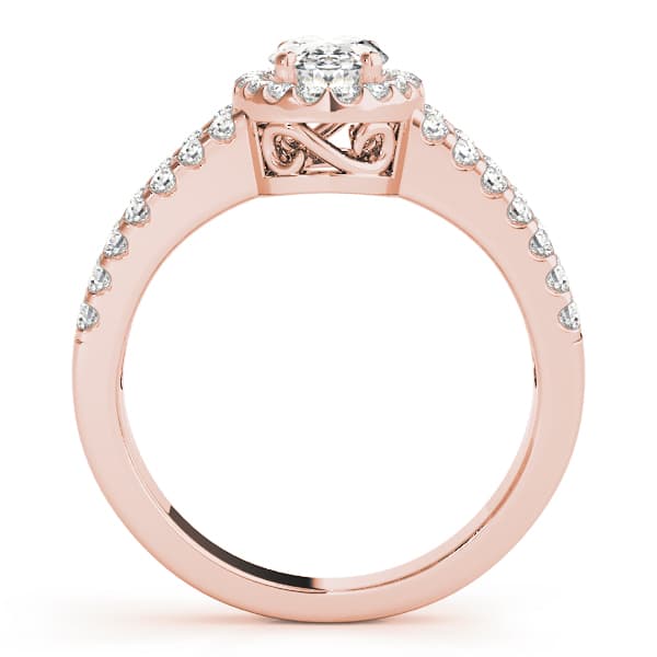 Double Row Split Shank Halo Oval Engagement Ring, style 83492, Side view in rose gold