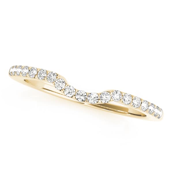 Shared Prong Curved Wedding Band (0.2 ct. tw.), Front view in yellow gold