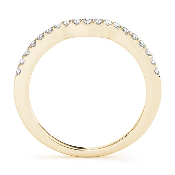 Shared Prong Curved Wedding Band (0.2 ct. tw.), Side view in yellow gold