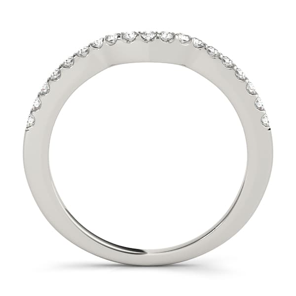 Shared Prong Curved Wedding Band (0.2 ct. tw.), Side view in white gold or platinum