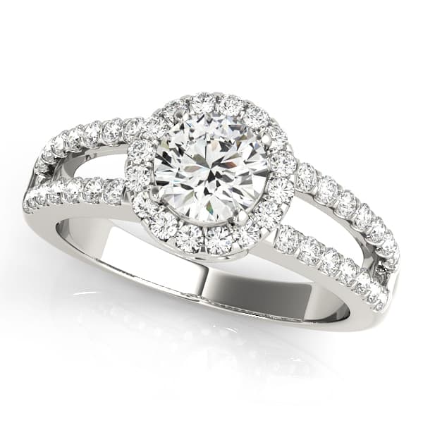 Double Row Split Shank Halo Engagement Ring — style 83493 in 10k White Gold