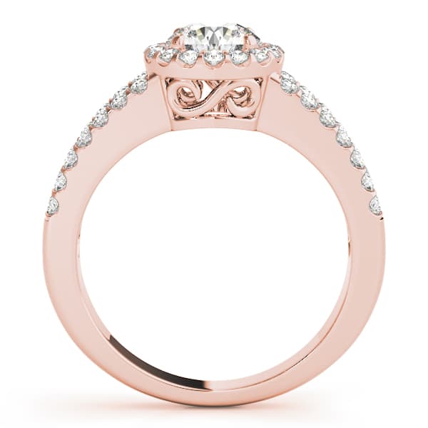 Double Row Split Shank Halo Engagement Ring, style 83493, Side view in rose gold