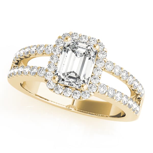 Halo Emerald Engagement Ring, style 83494, Front view in yellow gold